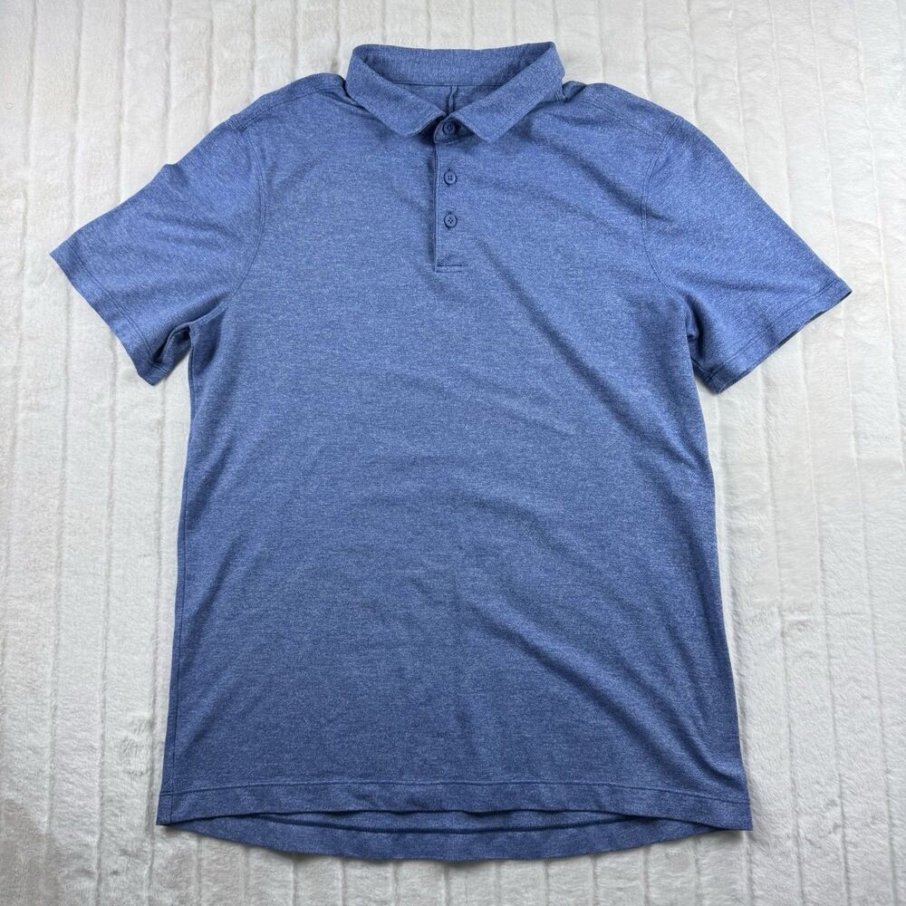 Lululemon Evolution Polo Shirt Blue Heathered Lightweight Golf Men's M Stretch